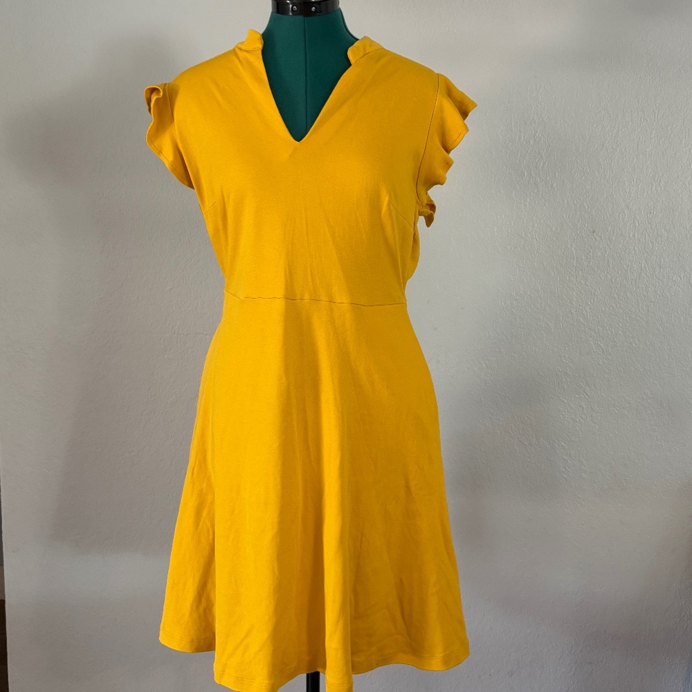 New York & Company Yellow Midi Dress